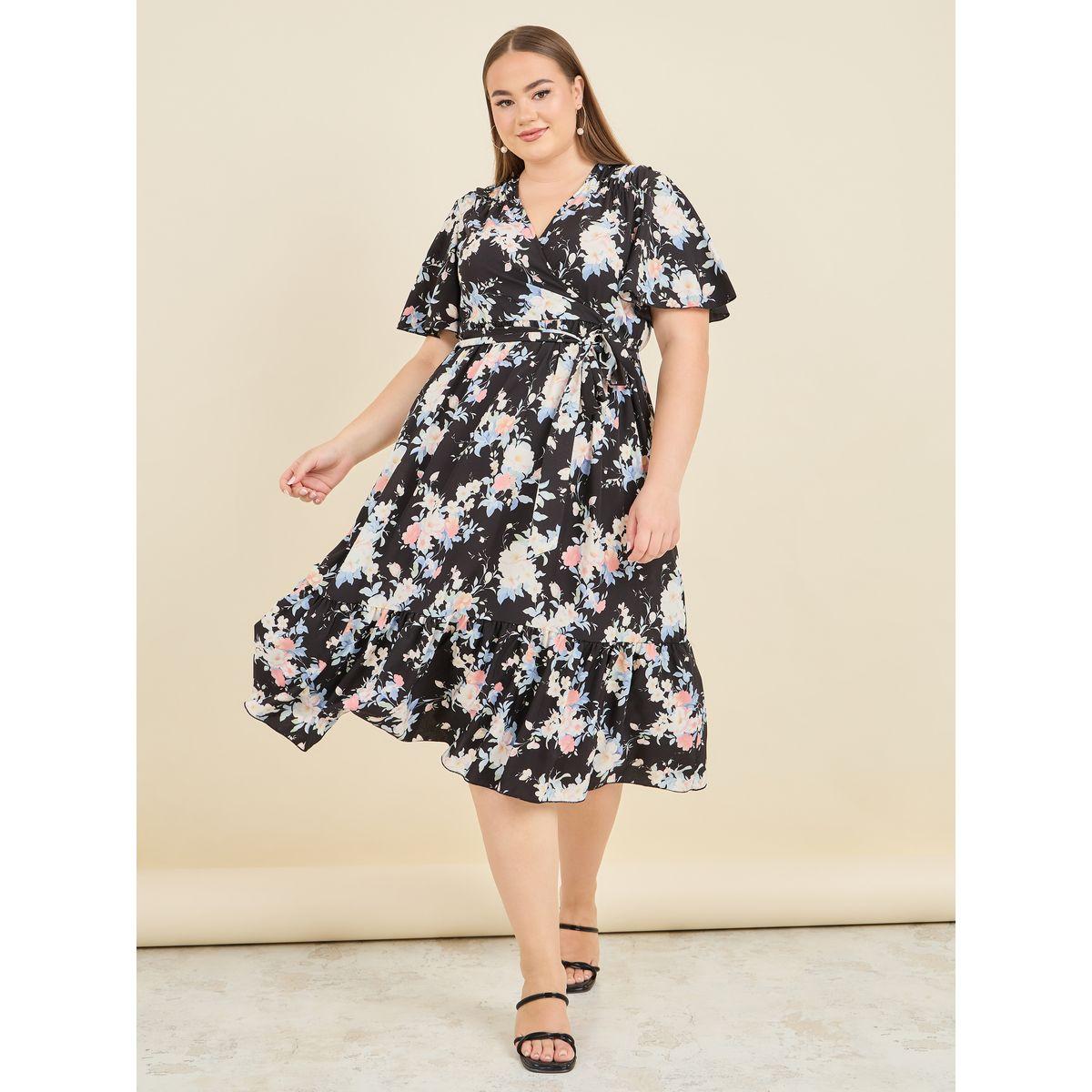 فستان ميدي بمقاس كبير مع رباط خصر-women-clothing-dresses-image-1