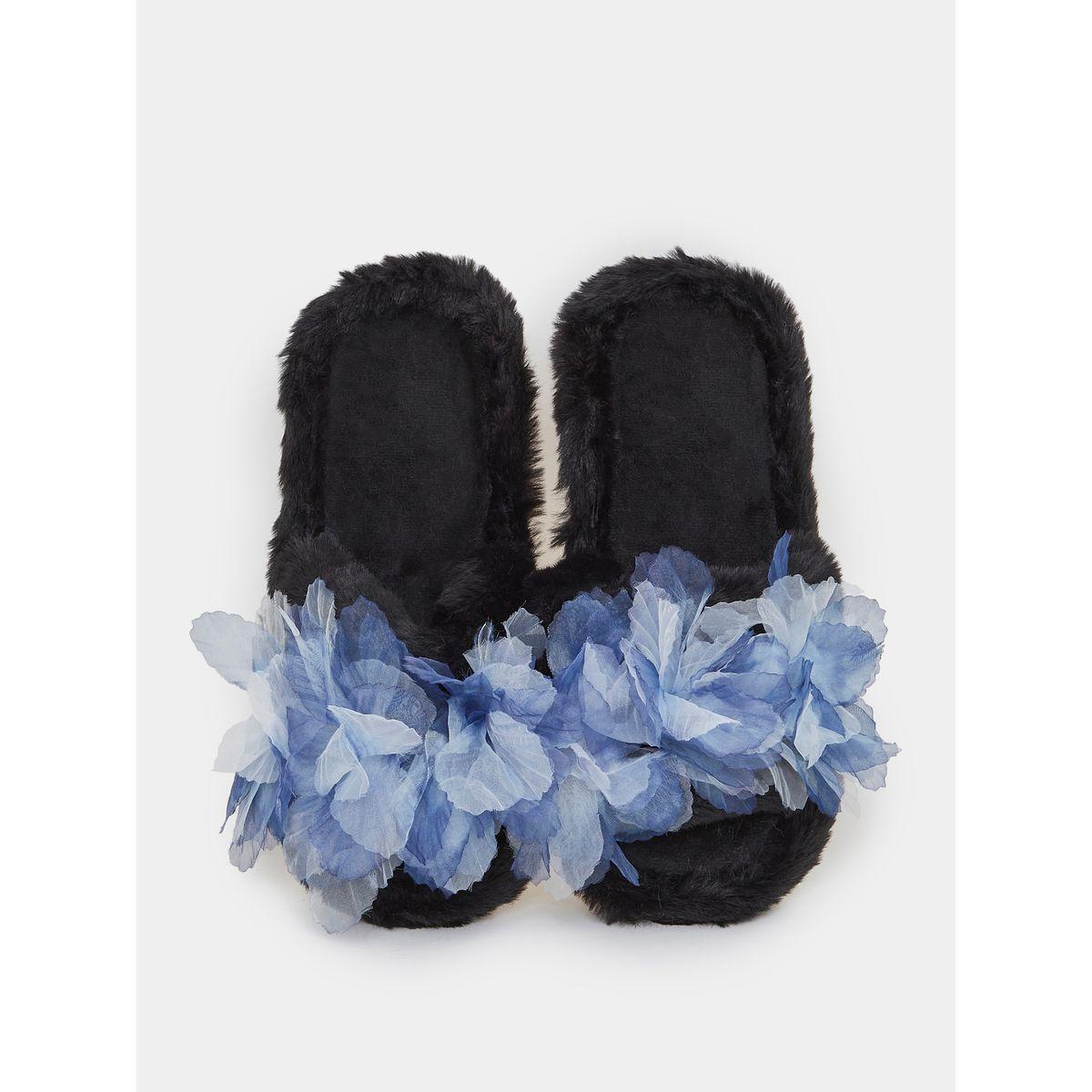 Styli Applique Detail Faux Fur Bedroom Slippers-women-shoes-bedroomslippers-image-5