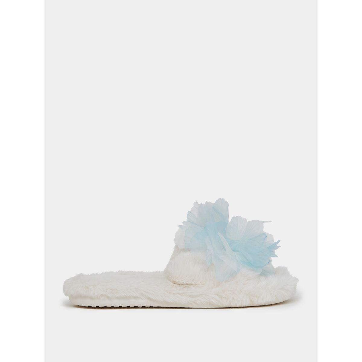 Styli Applique Detail Faux Fur Bedroom Slippers-women-shoes-bedroomslippers-image-1