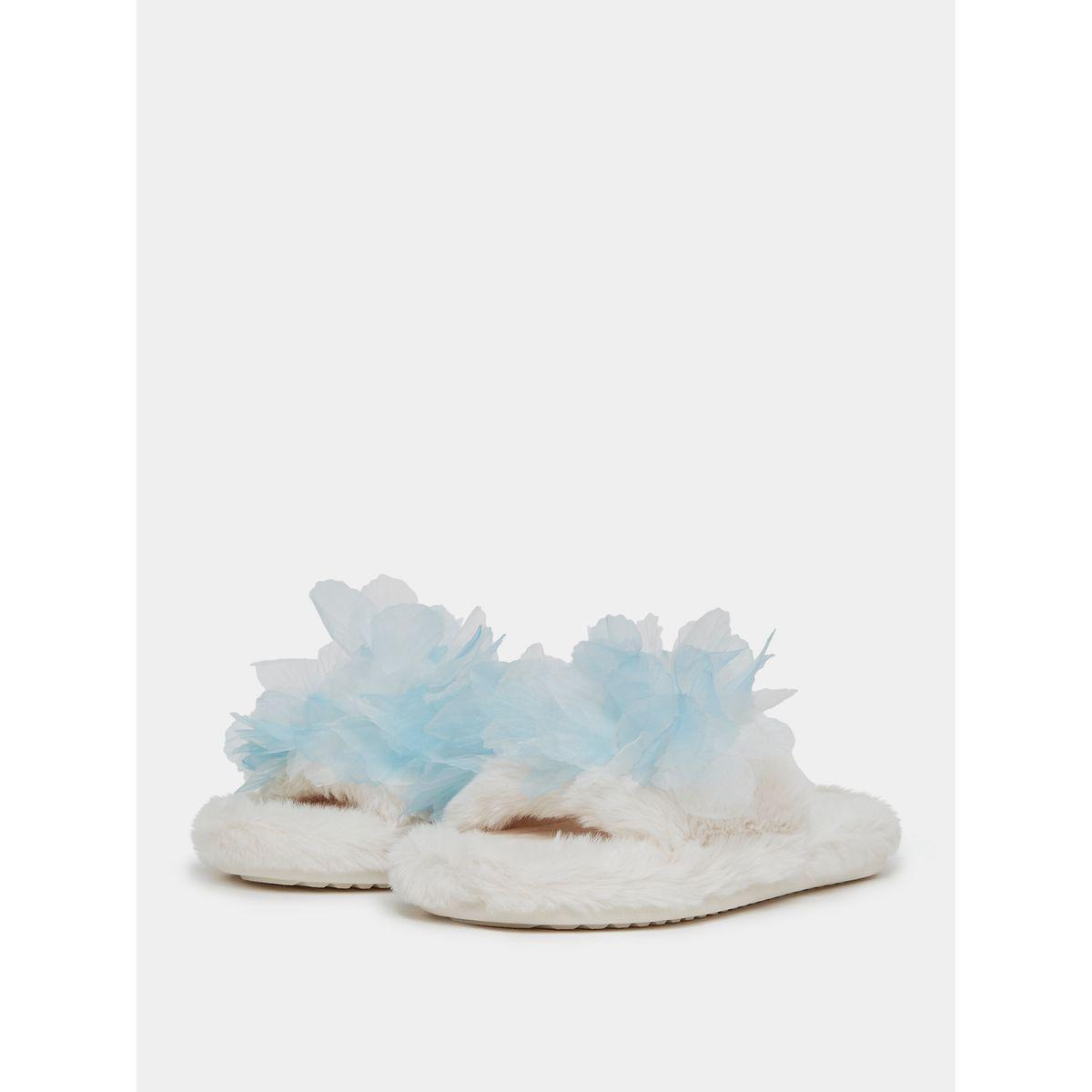 Styli Applique Detail Faux Fur Bedroom Slippers-women-shoes-bedroomslippers-image-2