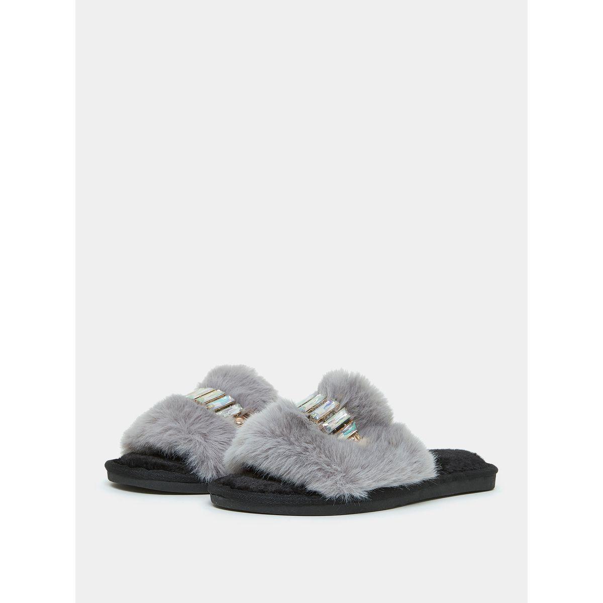 Styli Chunky Sparkle Trim Bedroom Slippers-women-shoes-bedroomslippers-image-2