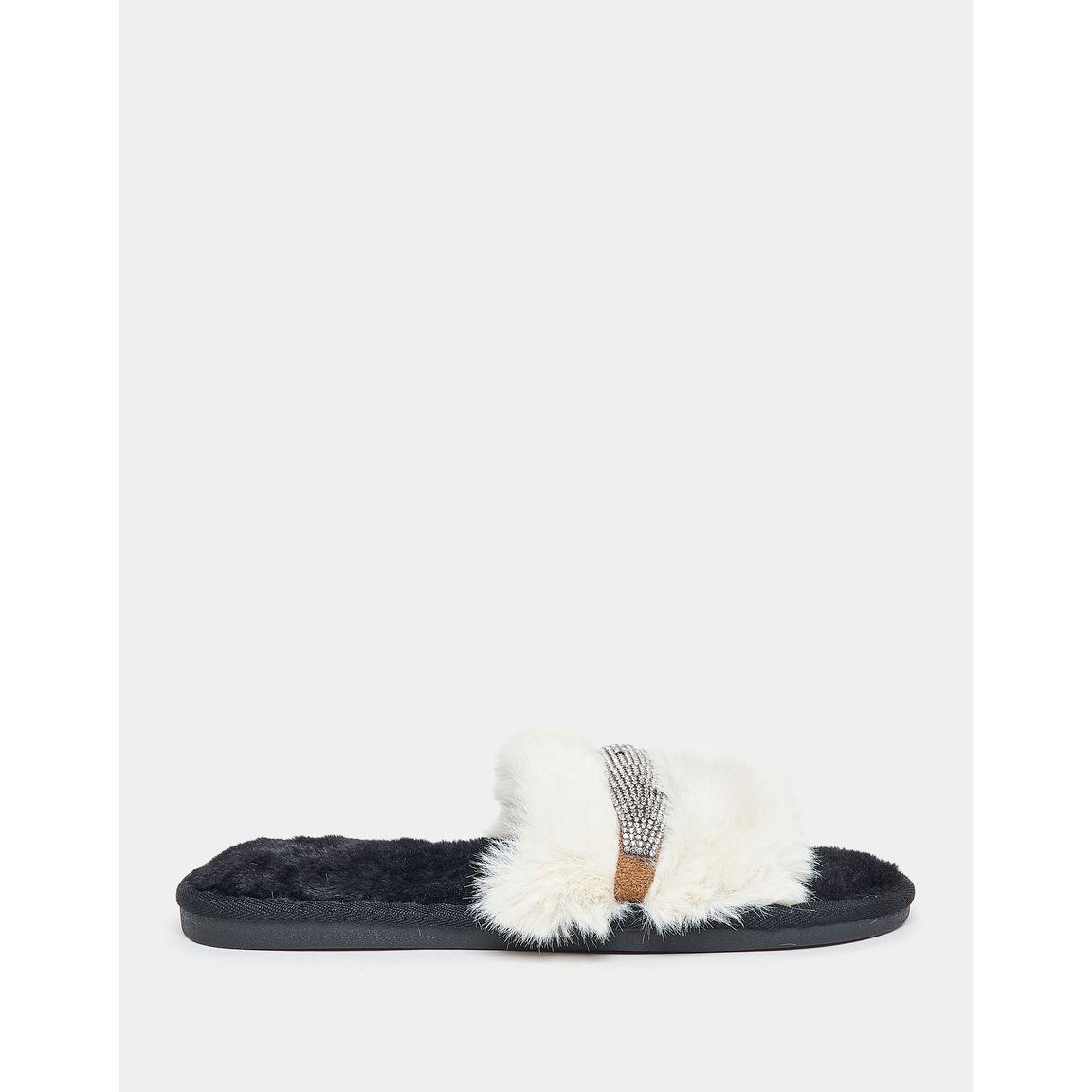 Styli Faux Fur Rhinestone Detail Bedroom Slippers-women-shoes-bedroomslippers-image-2