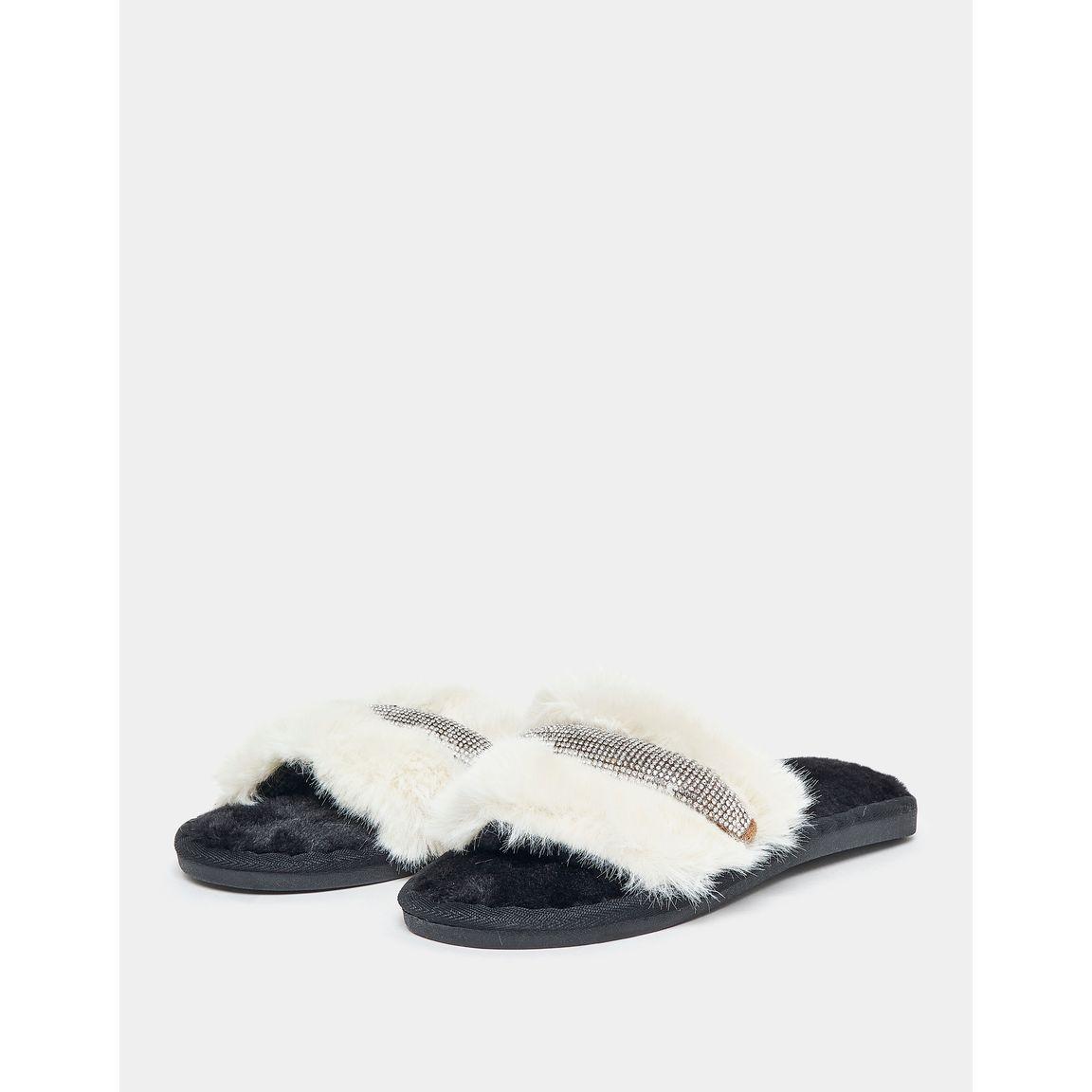 Styli Faux Fur Rhinestone Detail Bedroom Slippers-women-shoes-bedroomslippers-image-3