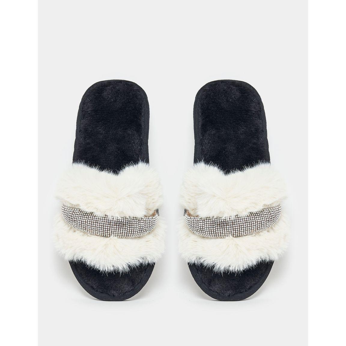 Styli Faux Fur Rhinestone Detail Bedroom Slippers-women-shoes-bedroomslippers-image-6