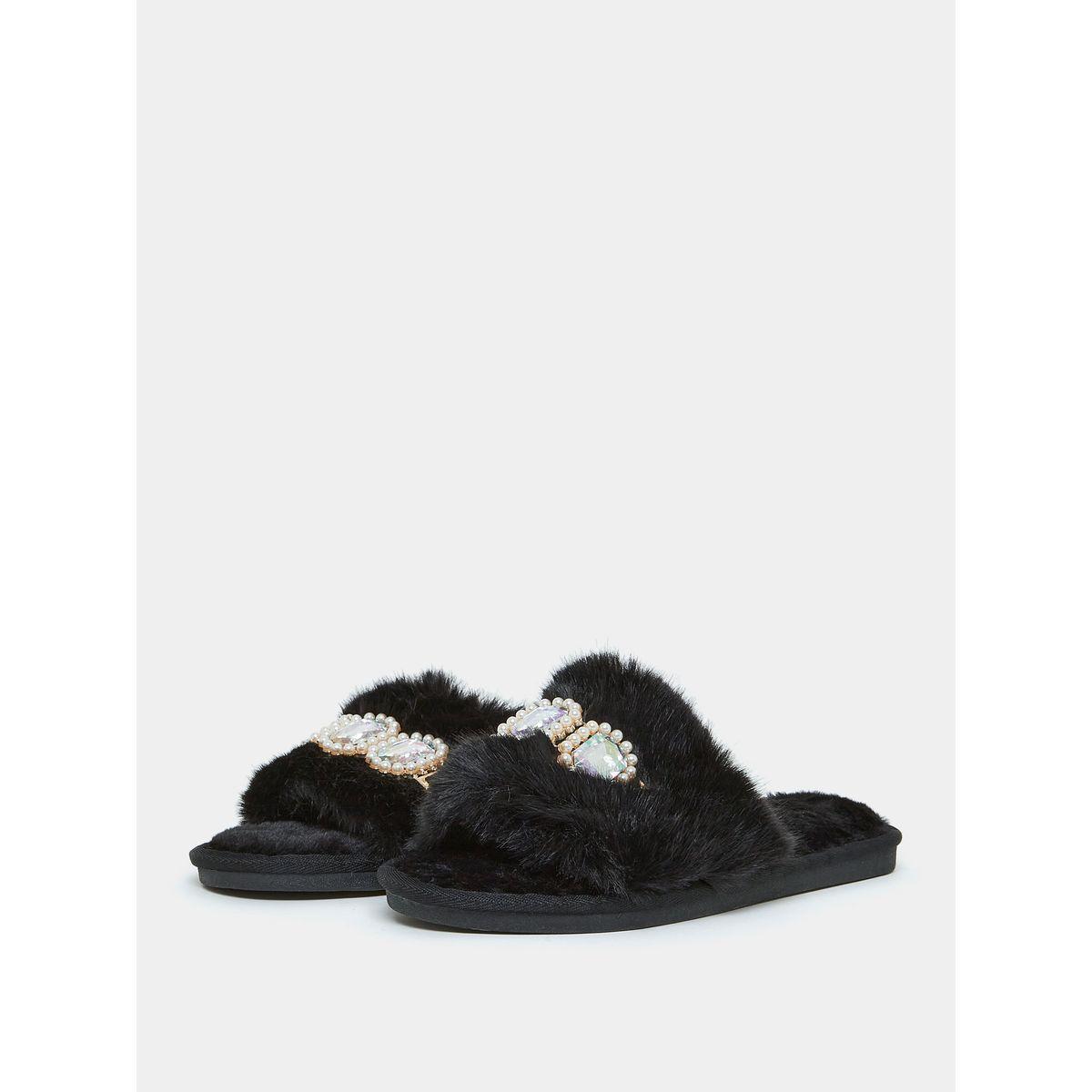 Styli Chunky Embellished Trim Bedroom Slippers-women-shoes-bedroomslippers-image-2
