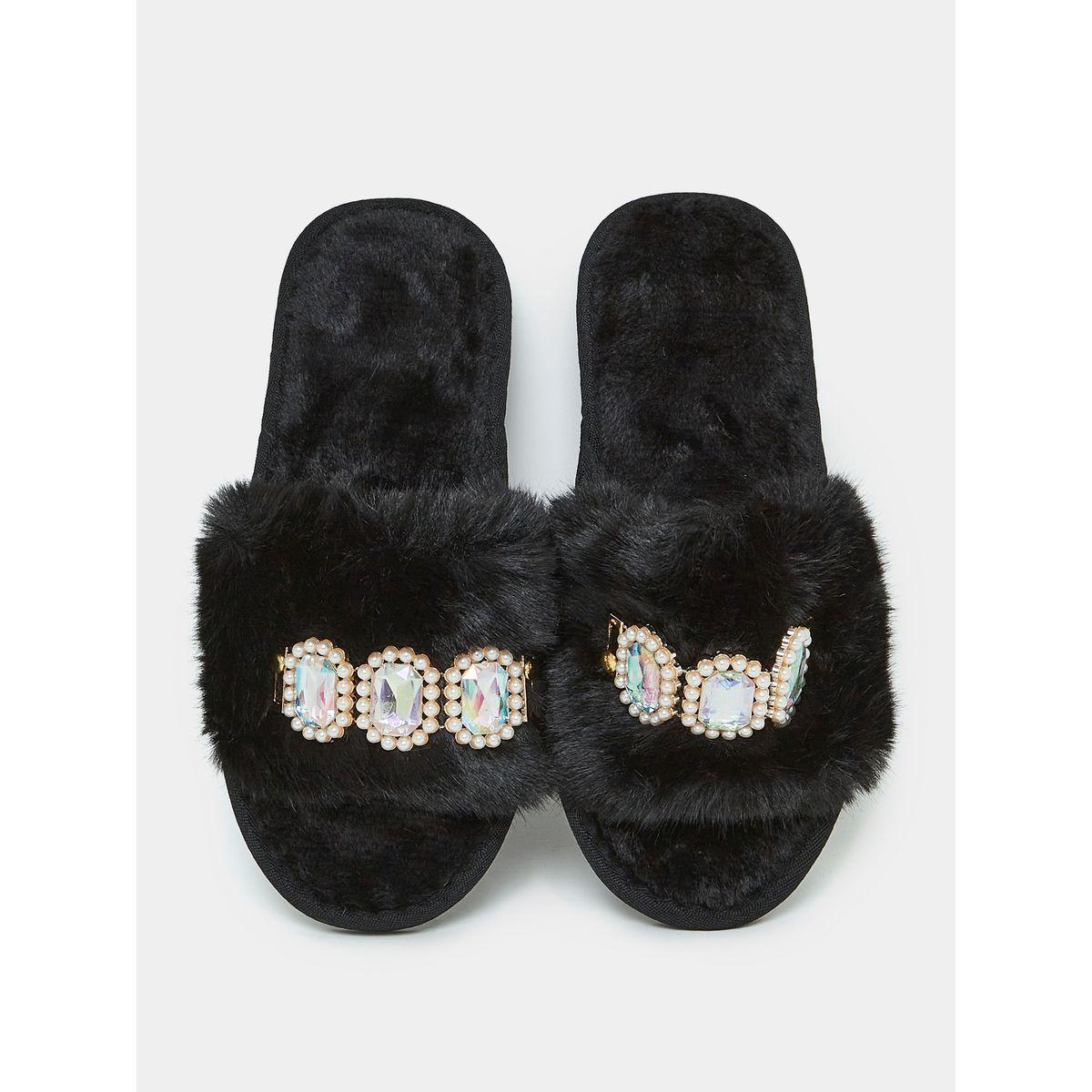 Styli Chunky Embellished Trim Bedroom Slippers-women-shoes-bedroomslippers-image-5