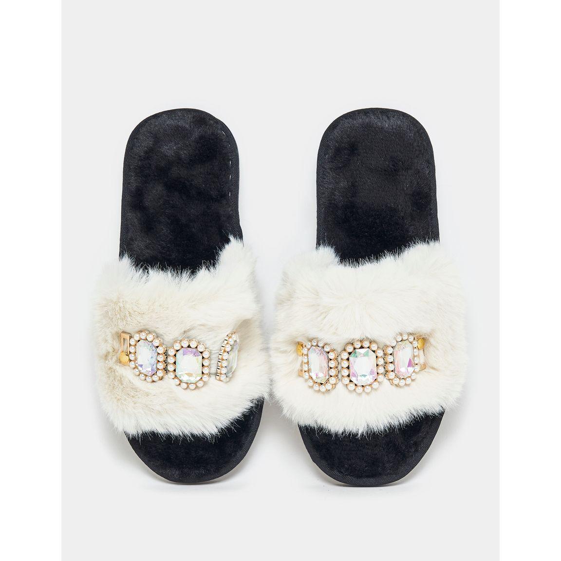 Styli Chunky Embellished Trim Bedroom Slippers-women-shoes-bedroomslippers-image-6