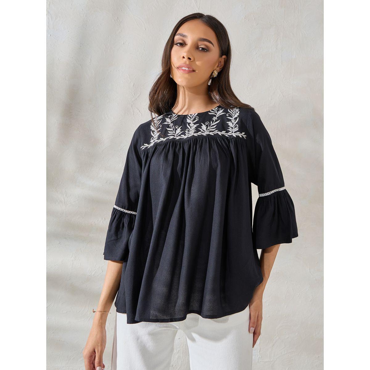 Styli Limited Embroidery Yoke Detail Relaxed Fit Top-women-clothing-shirtsandblouses-blouses-image-1