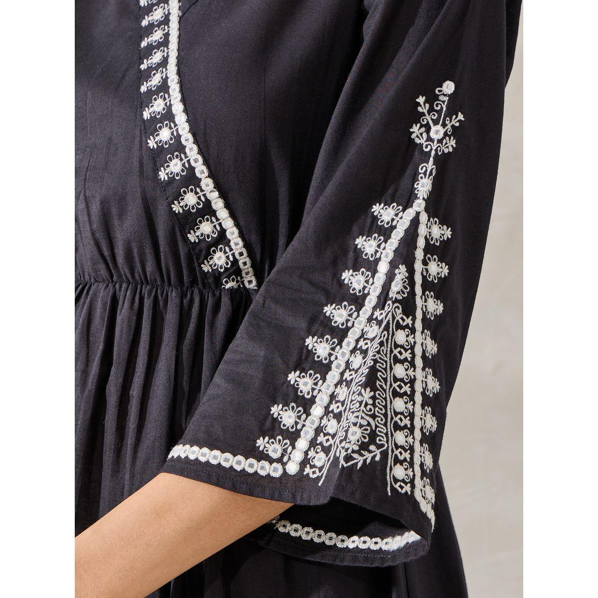 Styli Limited Embroidery Detail Wrap Front Midi Dress-women-clothing-dresses-image-3