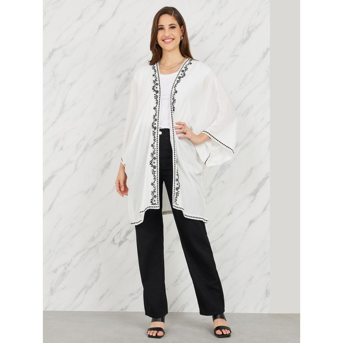 Styli Embroidered Border Short Kimono-women-clothing-shirtsandblouses-shirts-image-1