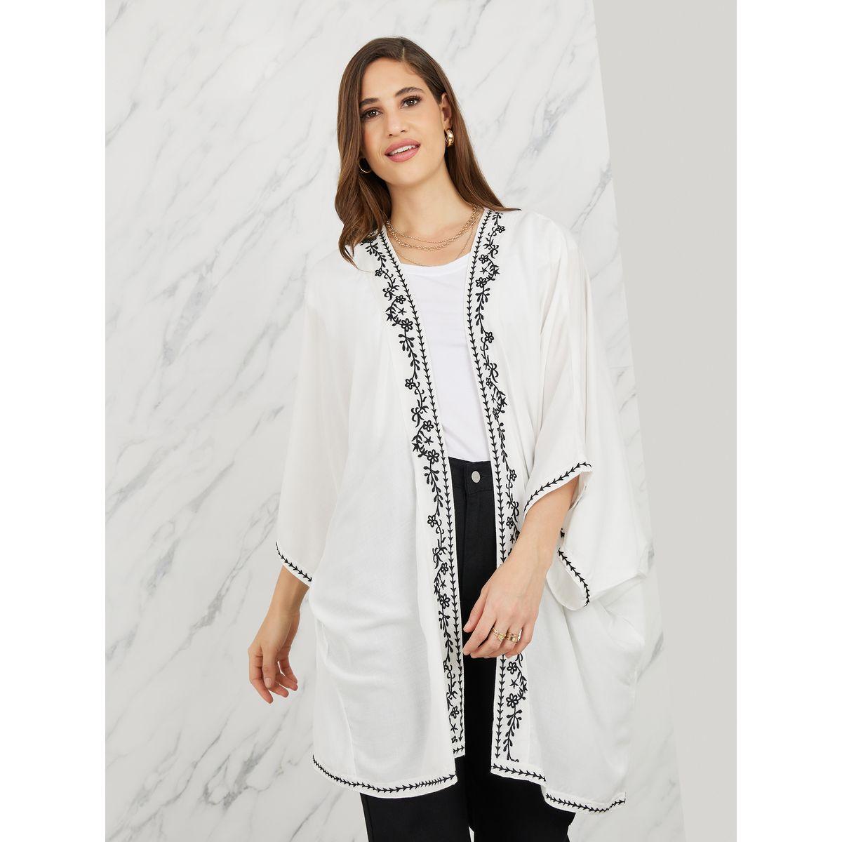 Styli Embroidered Border Short Kimono-women-clothing-shirtsandblouses-shirts-image-2