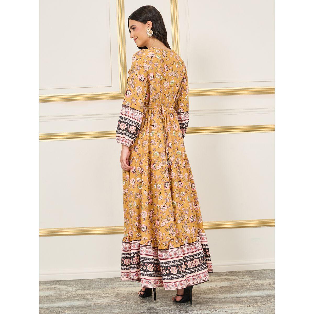 فستان طويل مطبع بزهور مع ياقة بأربطة-women-clothing-dresses-image-4