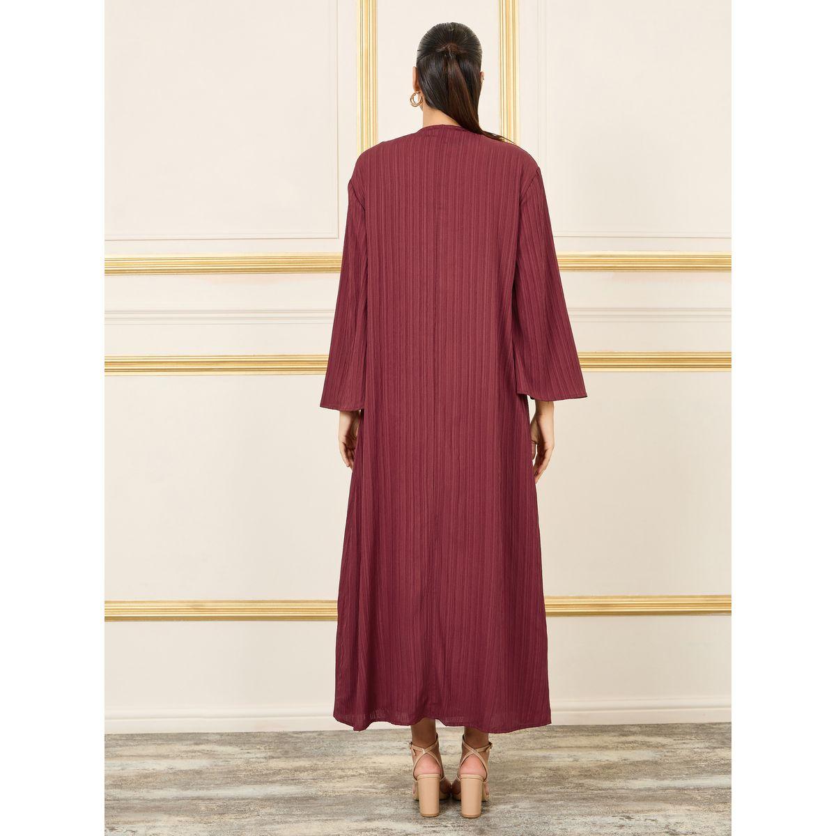 Styli Textured Open Front Maxi Length Kimono-women-clothing-shirtsandblouses-shirts-image-4