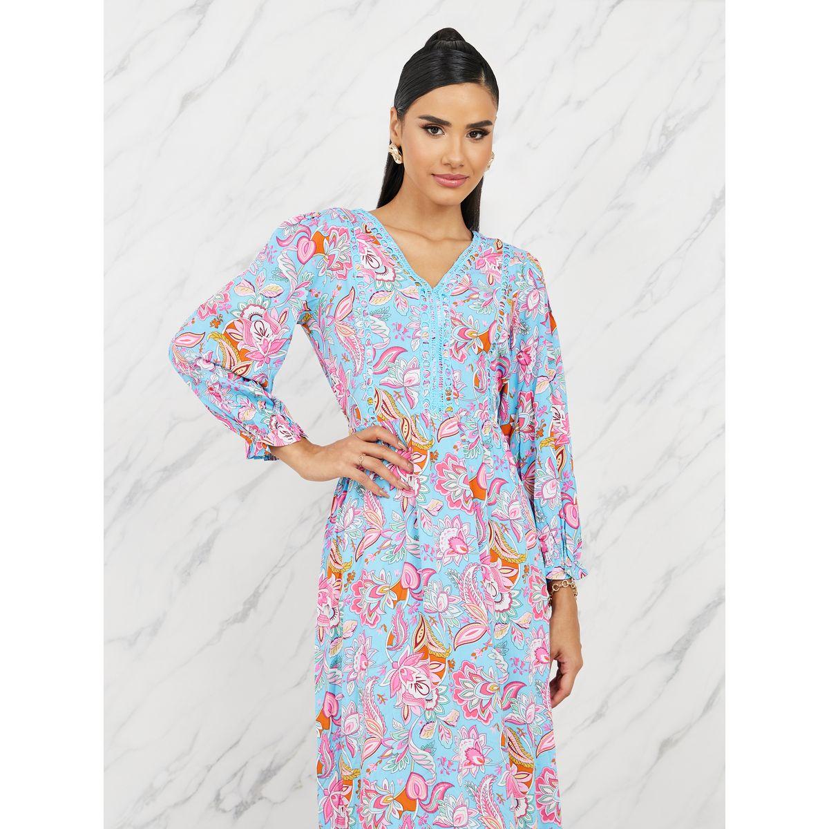 Styli Lace Detail Floral Print A-Line Maxi Dress-women-clothing-dresses-image-2