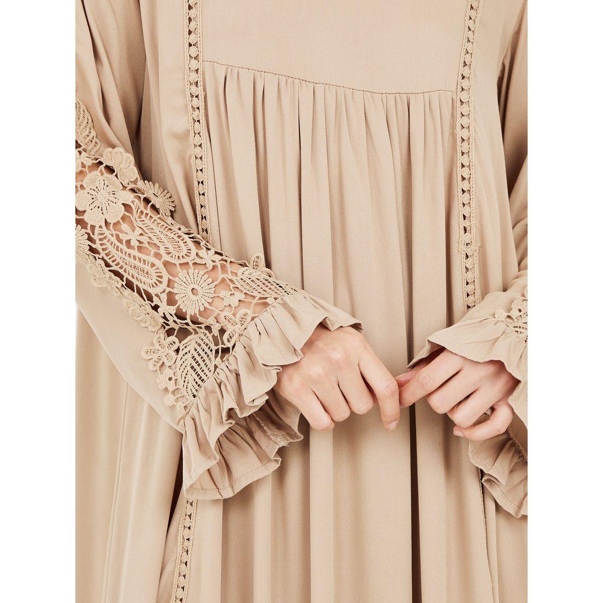Styli Lace Ladder Cut Out Detail A-Line Midi Dress-women-clothing-dresses-image-3