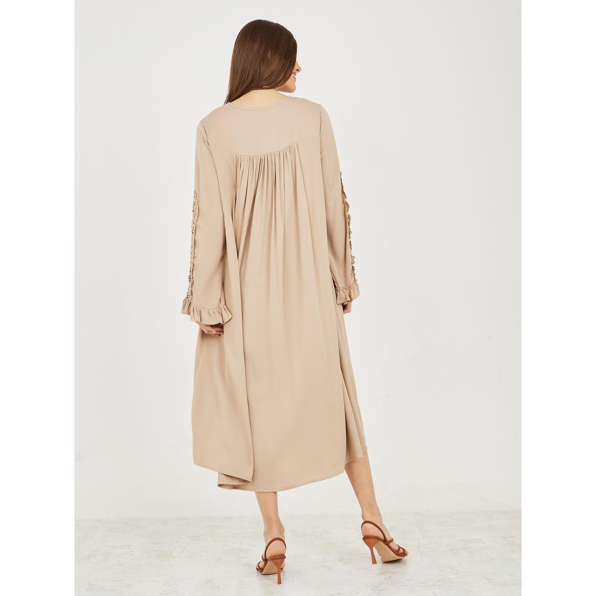 Styli Lace Ladder Cut Out Detail A-Line Midi Dress-women-clothing-dresses-image-4