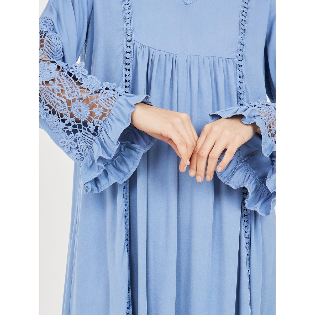 Styli Lace Ladder Cut Out Detail A-Line Midi Dress-women-clothing-dresses-image-3