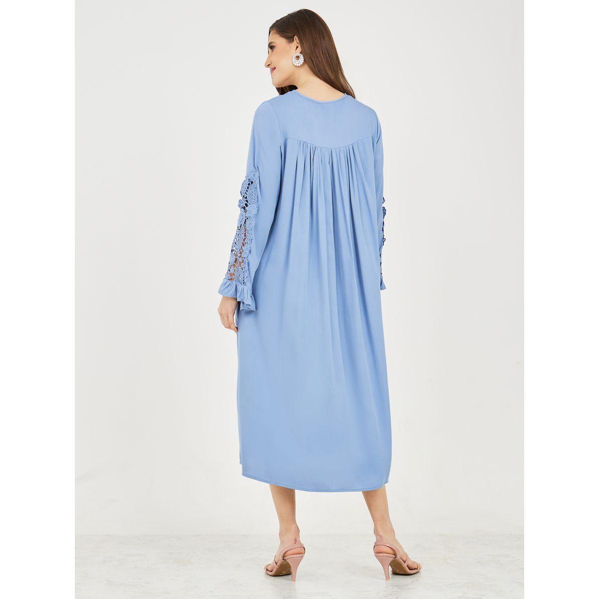 Styli Lace Ladder Cut Out Detail A-Line Midi Dress-women-clothing-dresses-image-4