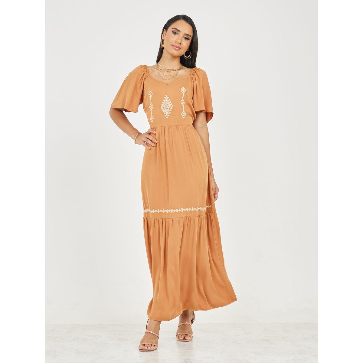 فستان طويل بياقة على شكل قلب-women-clothing-dresses-image-1
