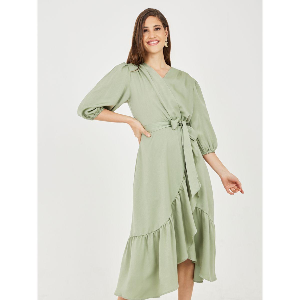 Styli Frill Hem Self Tie Up A-Line Midi Dress-women-clothing-dresses-image-2