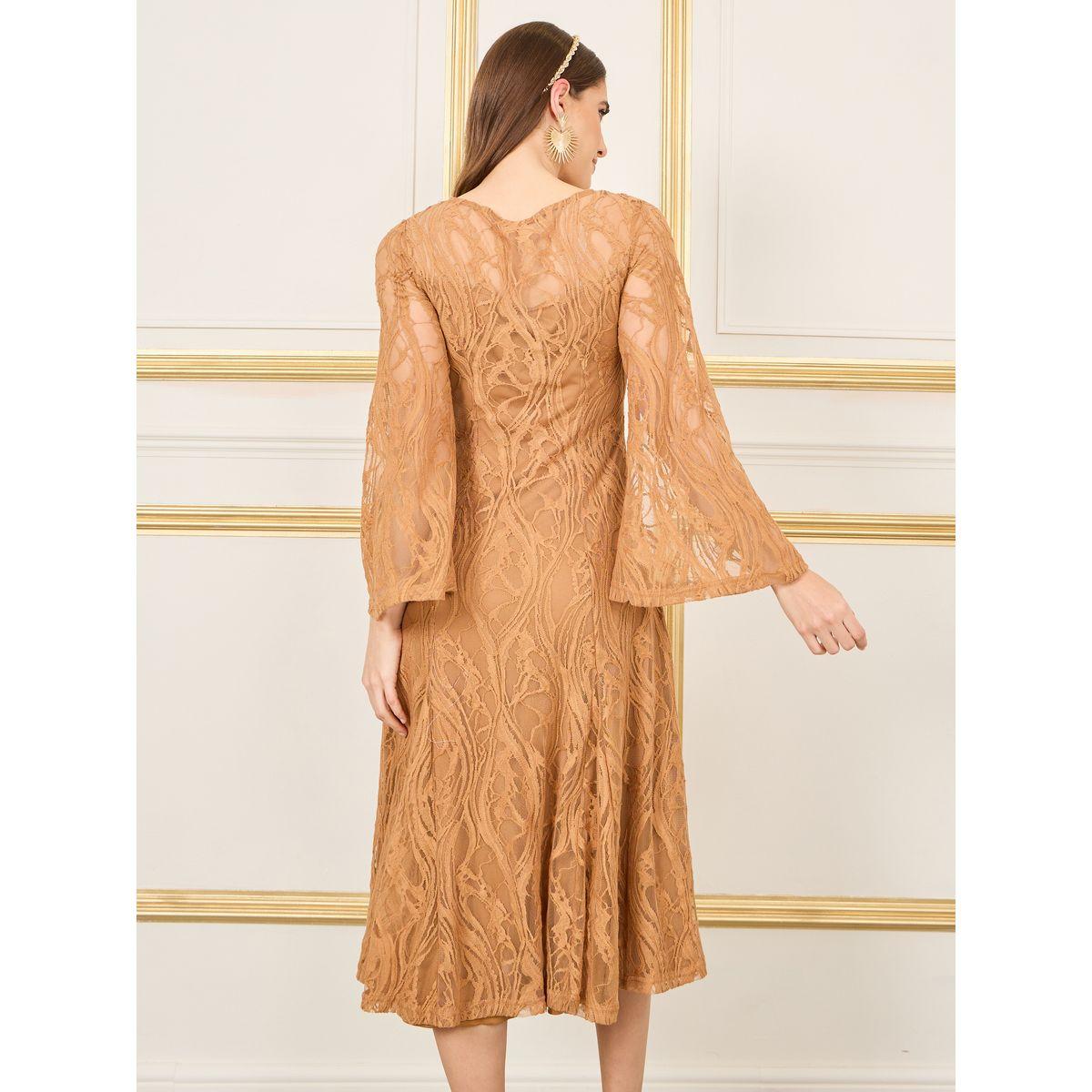 Styli All Over Lace Flared Sleeves A-Line Midi Dress-women-clothing-dresses-image-4