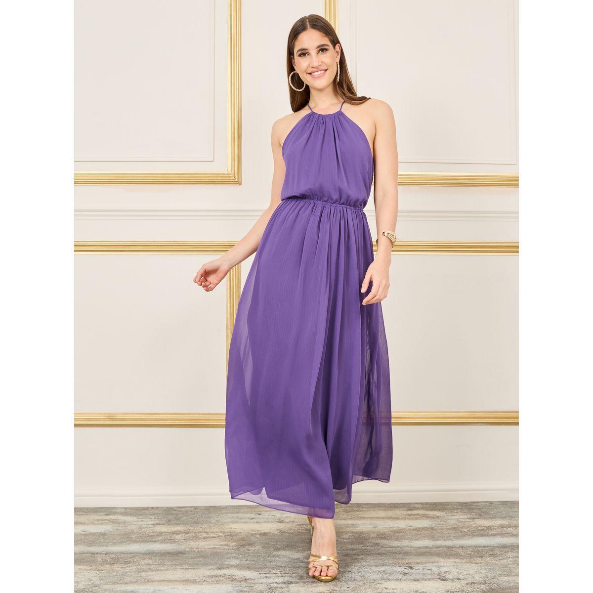 Styli Solid Crinkle Halter Neck Sheath Maxi Dress-women-clothing-dresses-image-1