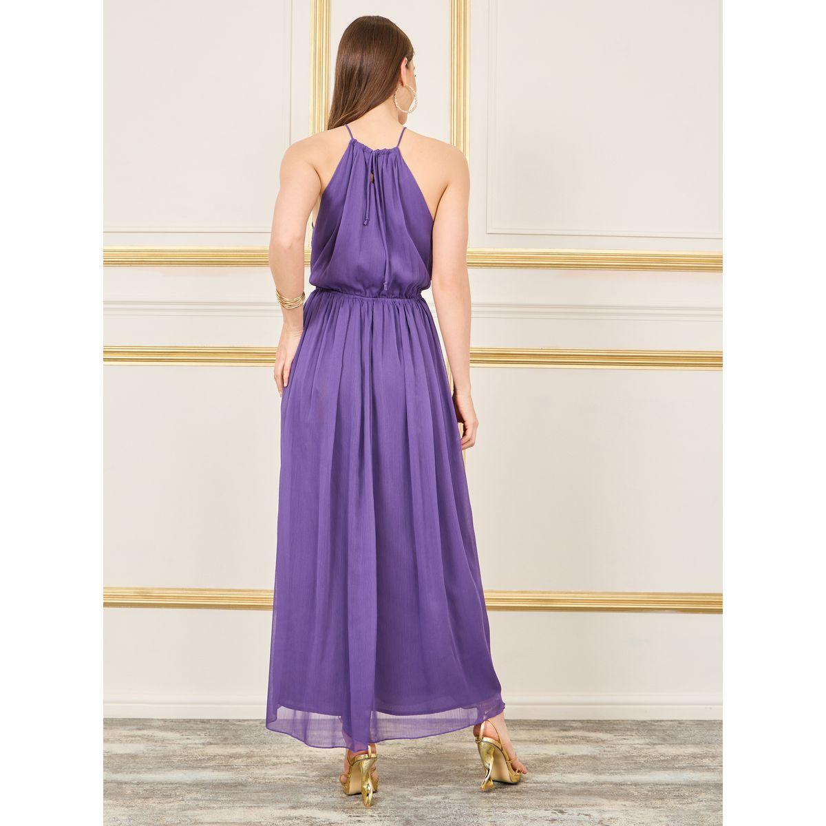 Styli Solid Crinkle Halter Neck Sheath Maxi Dress-women-clothing-dresses-image-4