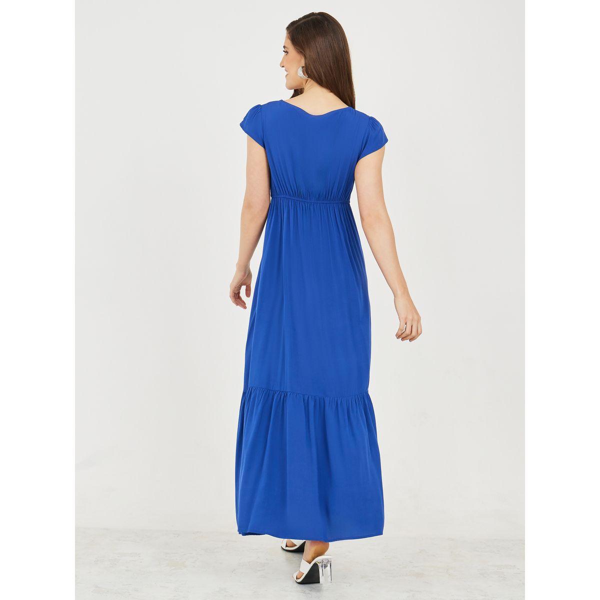 فستان طويل بياقة واسعة واكمام كاب-women-clothing-dresses-image-4