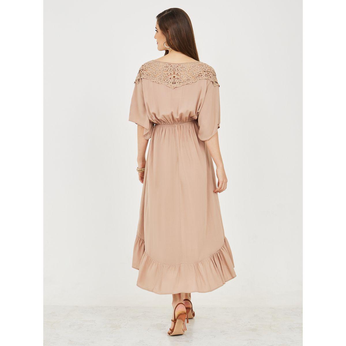 Styli Lace Shoulder Detail Asymmetric Hem Midi Dress-women-clothing-dresses-image-4