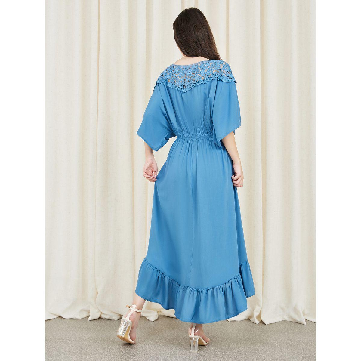 فستان ميدي بتفاصيل كتف دانتيل ستيلي وحافة غير متماثلة-women-clothing-dresses-image-4