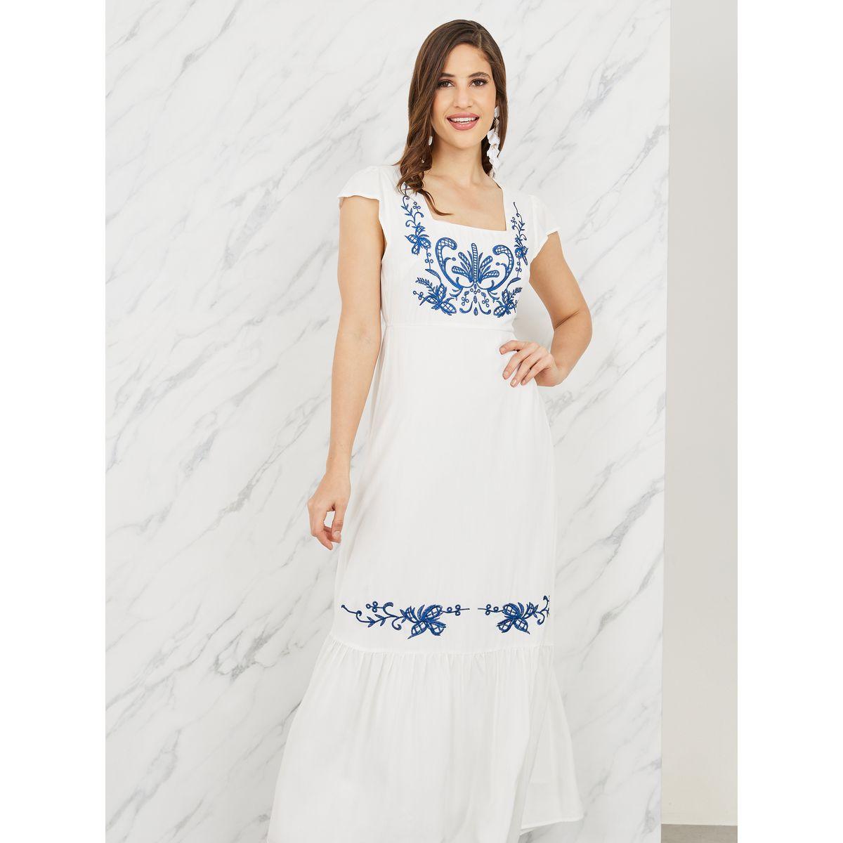 فستان طويل بياقة واسعة واكمام كاب-women-clothing-dresses-image-2