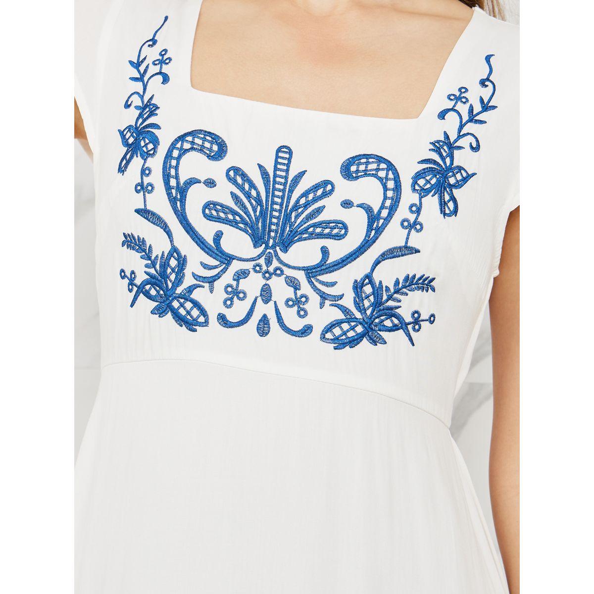 Styli Embroidered Square Neck Cap Sleeves A-Line Maxi Dress-women-clothing-dresses-image-3
