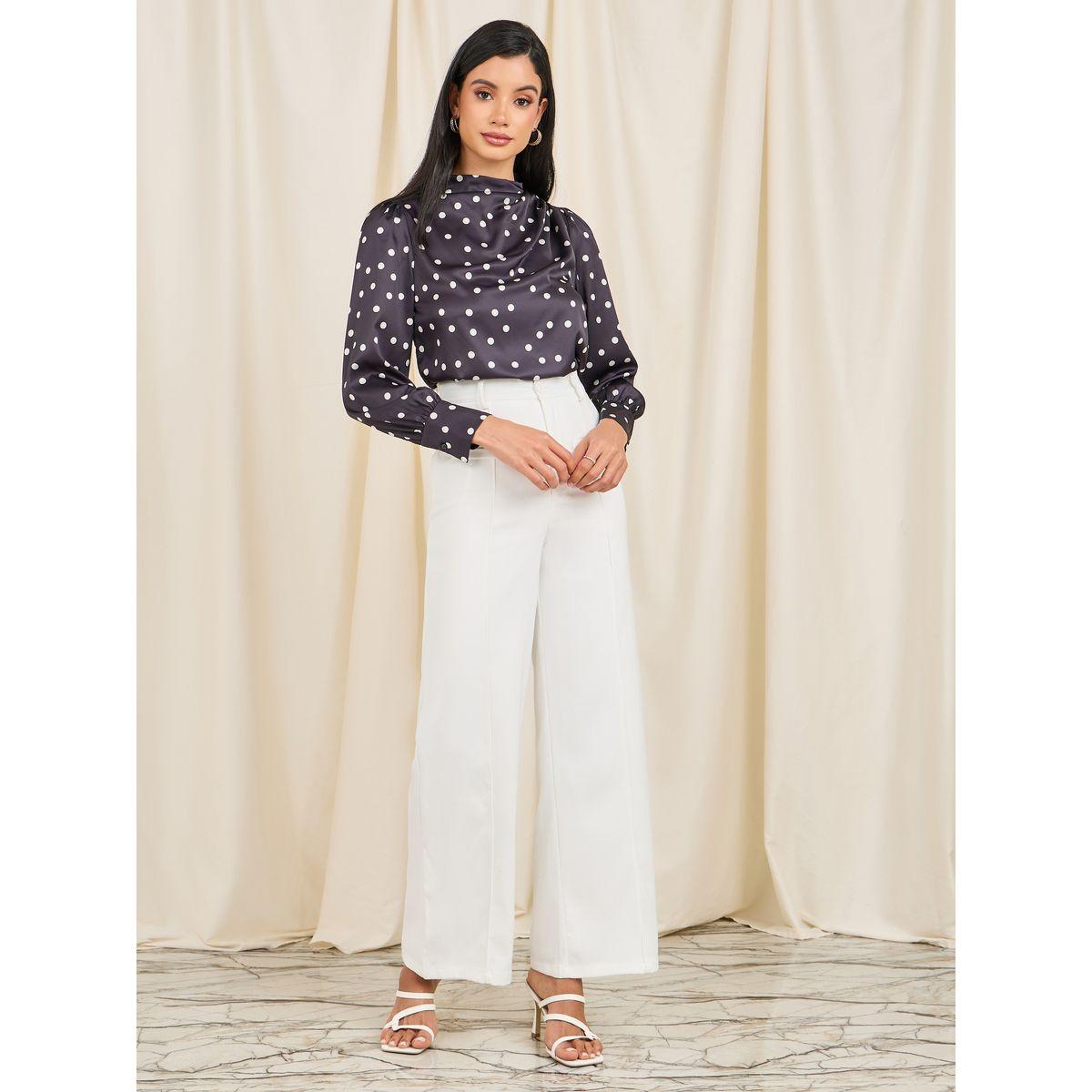 بلوزة مطبعة بنقاط بولكا وتفاصيل كسرات-women-clothing-shirtsandblouses-blouses-image-4