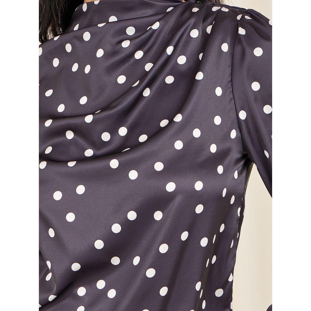 بلوزة مطبعة بنقاط بولكا وتفاصيل كسرات-women-clothing-shirtsandblouses-blouses-image-5