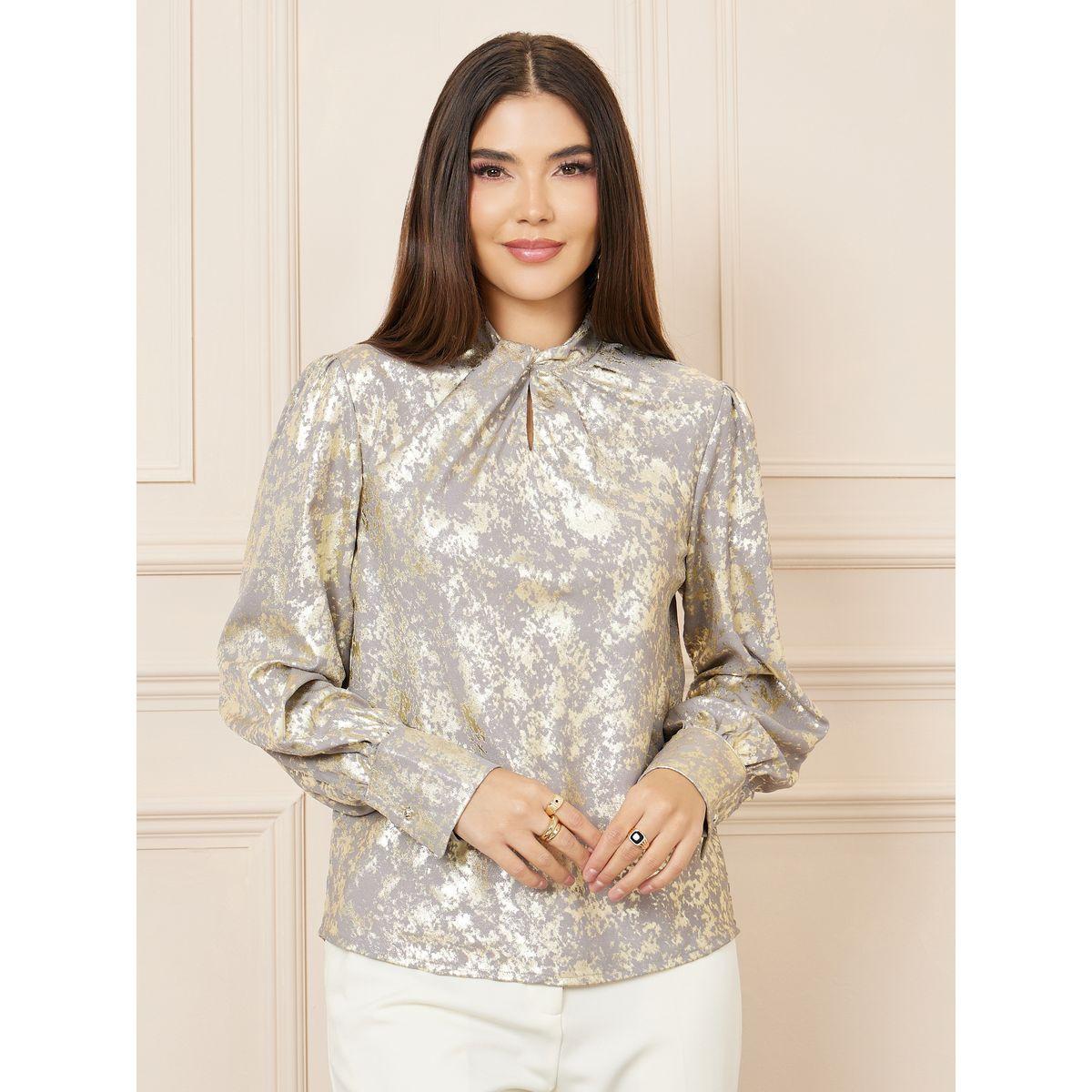 Styli Limited Foil Print Twist Detail High Neck Top-women-clothing-shirtsandblouses-blouses-image-2