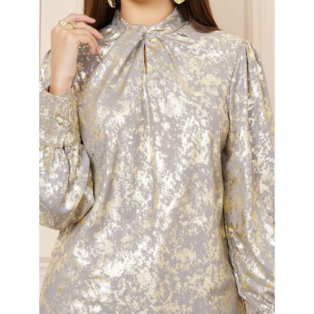 Styli Limited Foil Print Twist Detail High Neck Top-women-clothing-shirtsandblouses-blouses-image-4