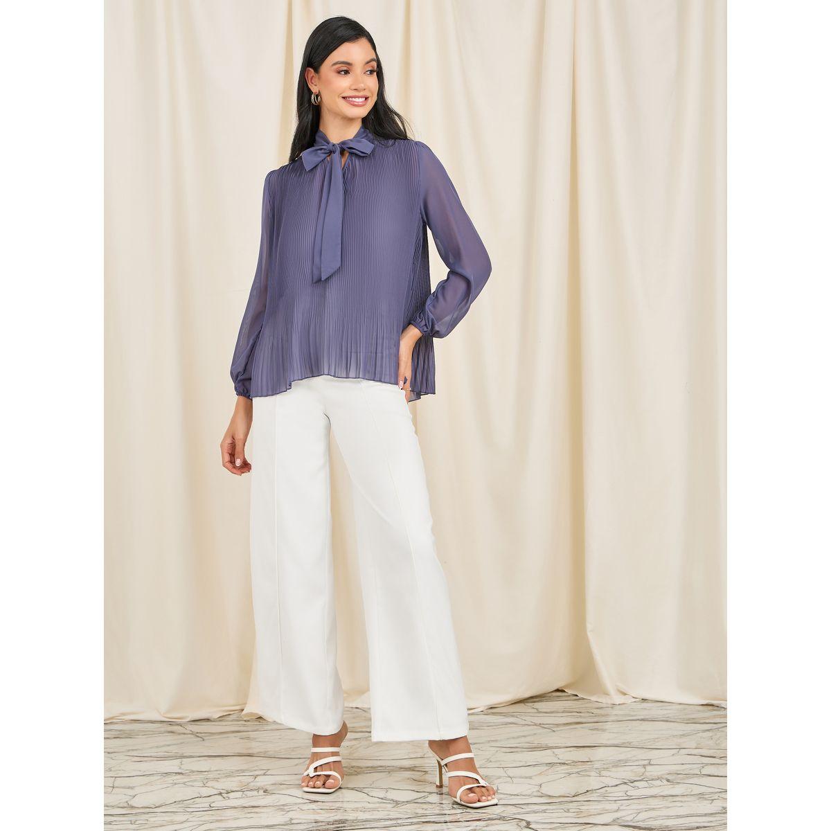 Styli Limited Accordion Pleated Tie Up Neck Top-women-clothing-shirtsandblouses-blouses-image-2