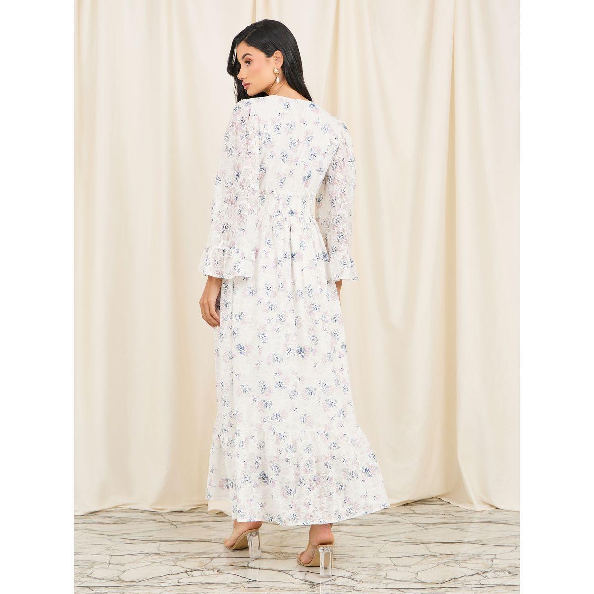Styli Limited Floral Print Smocked Waist A-Line Maxi Dress-women-clothing-dresses-image-4