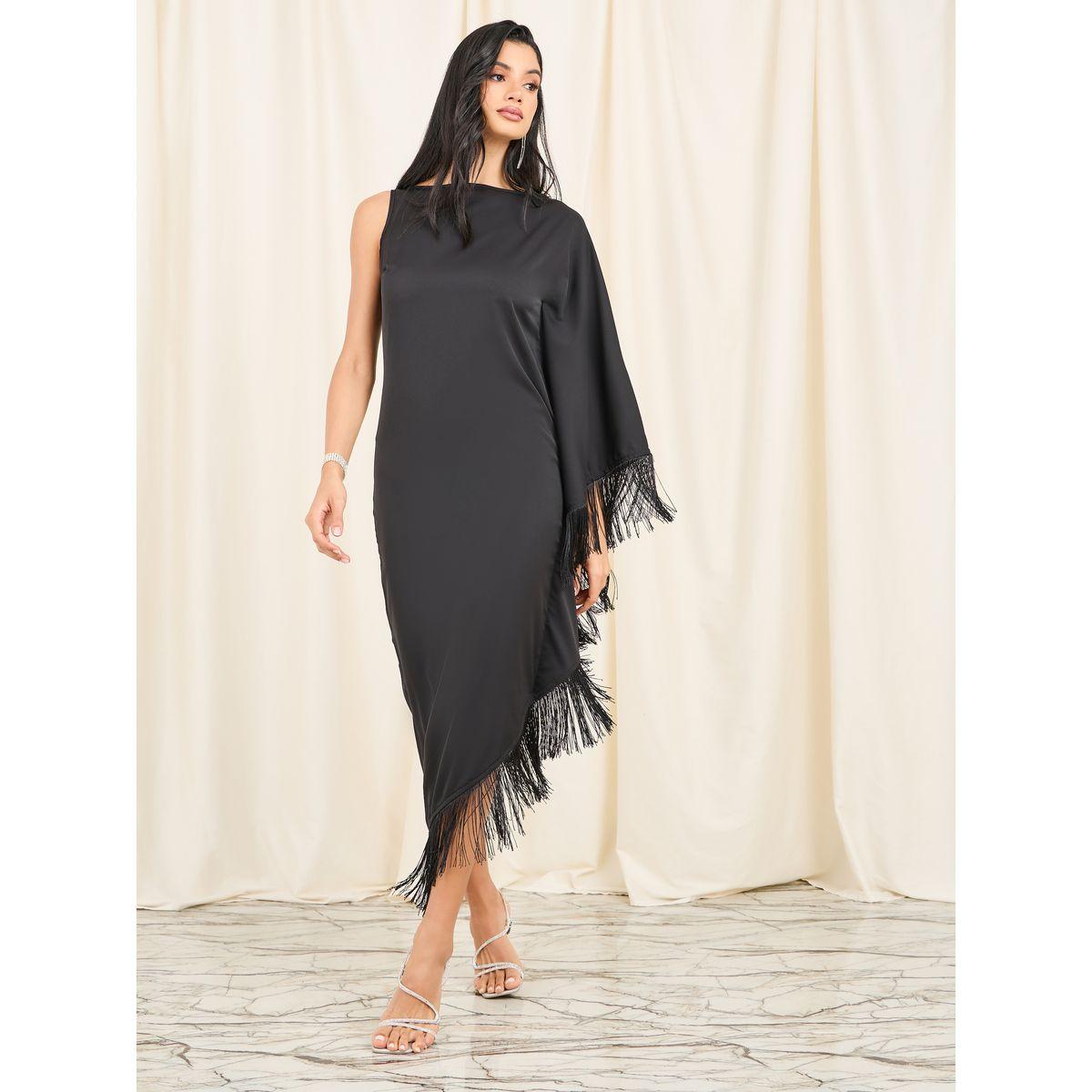 فستان ميدي بكم واحد وتفاصيل شراشيب-women-clothing-dresses-image-1