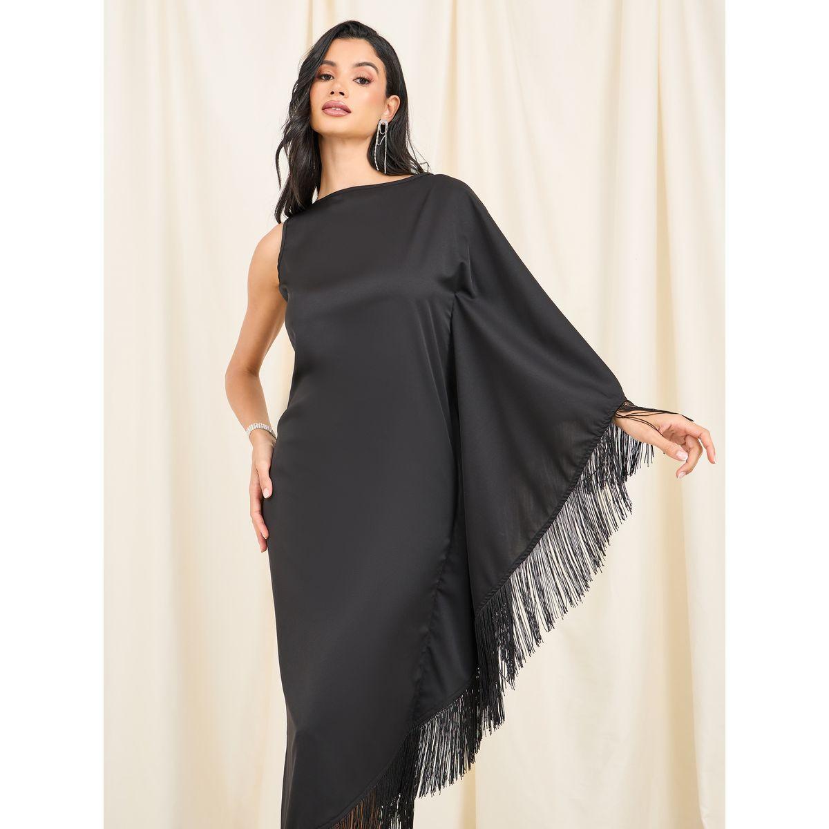 فستان ميدي بكم واحد وتفاصيل شراشيب-women-clothing-dresses-image-2