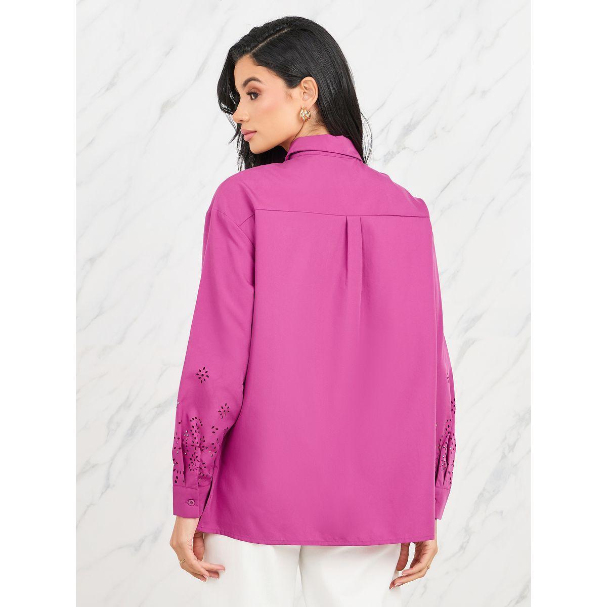 Styli Limited Oversized Lazer Cut Hem Shirt with Long Sleeves-women-clothing-shirtsandblouses-shirts-image-4