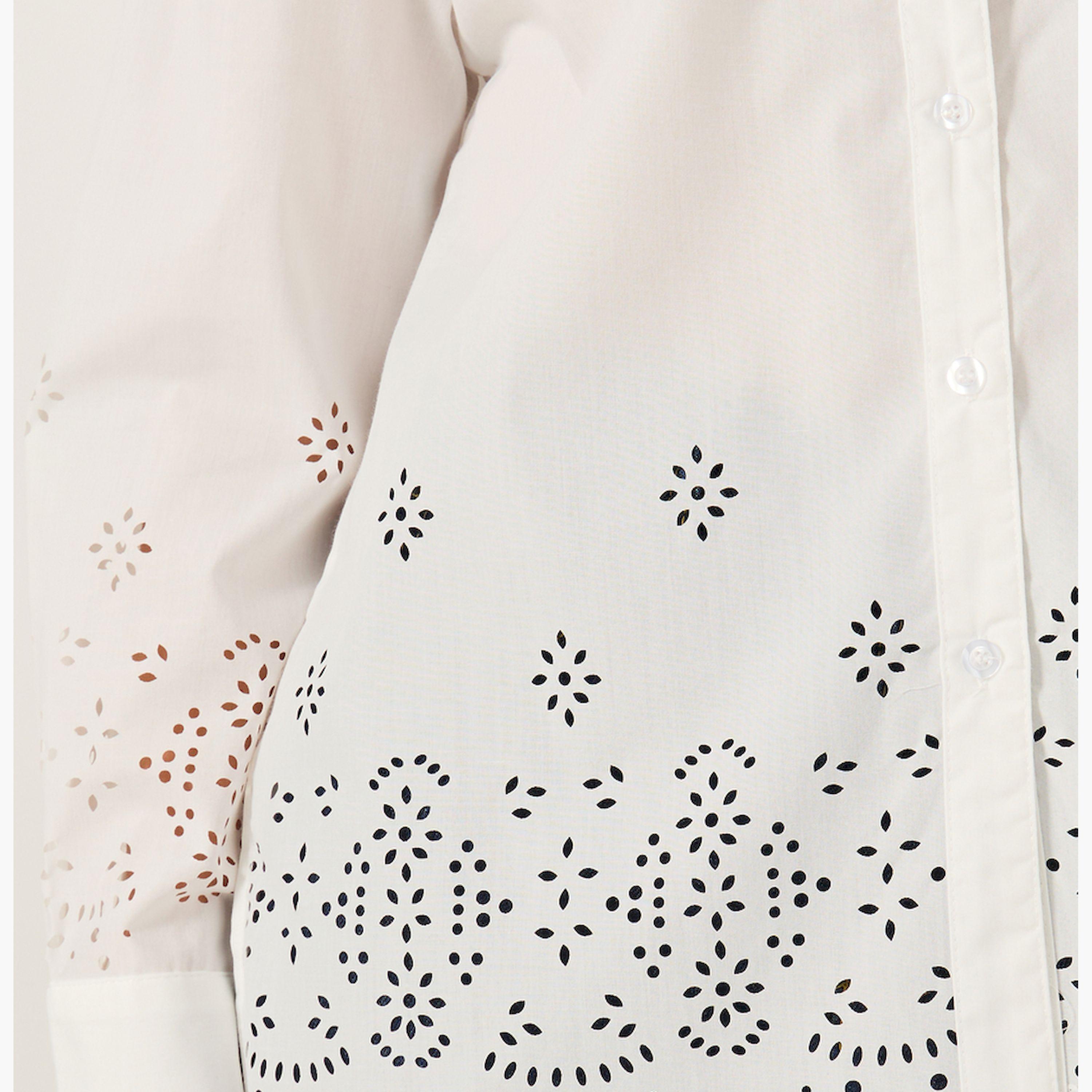 Styli Oversized Laser Cut Hem Shirt with Long Sleeves-women-clothing-shirtsandblouses-shirts-image-3
