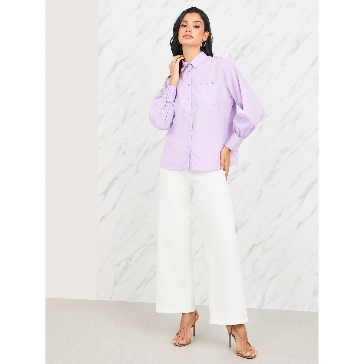 بلوزة واسعة بتفاصيل فتحات وجيب-women-clothing-shirtsandblouses-shirts-image-2