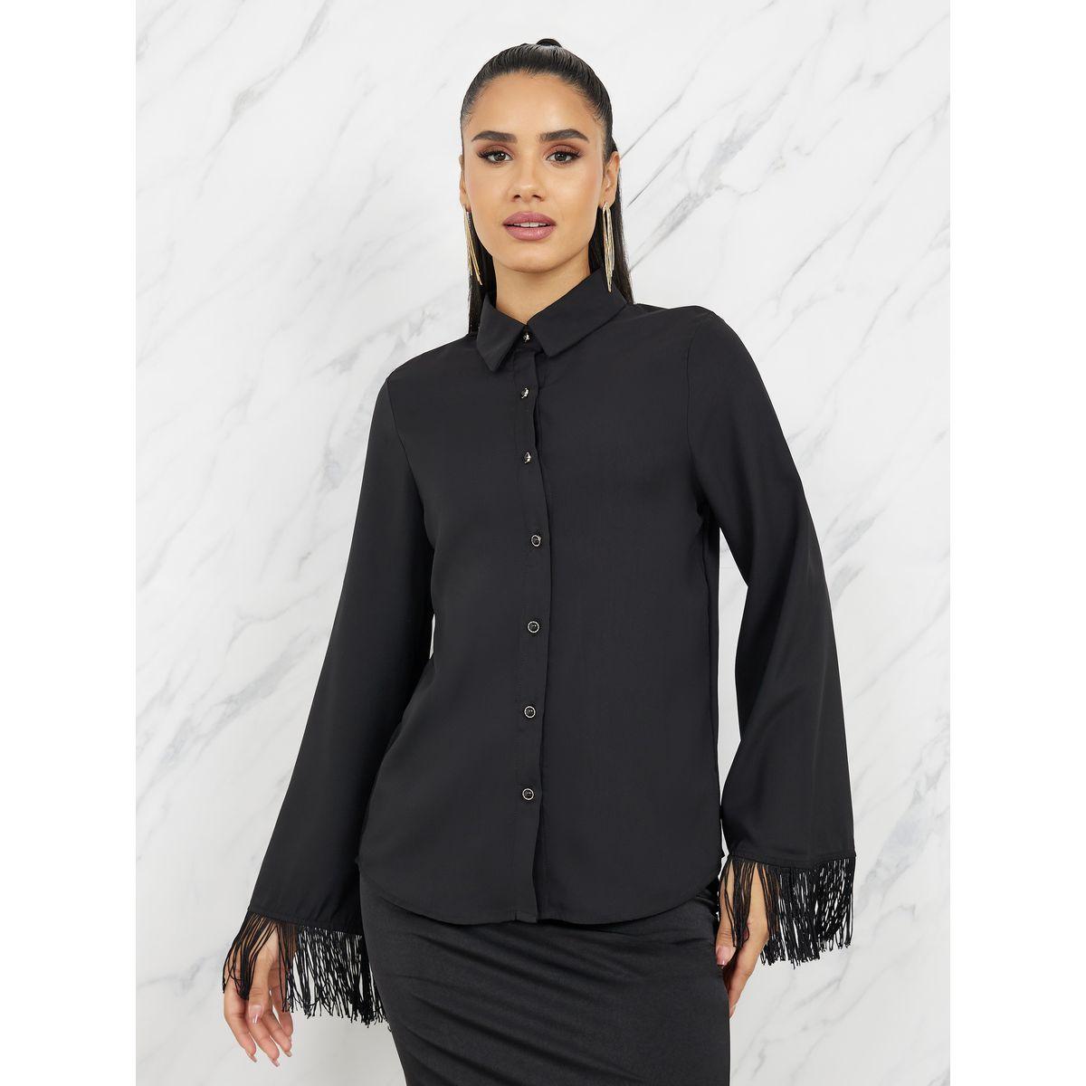 بلوزة بقصة مريحة وشراشيب-women-clothing-shirtsandblouses-shirts-image-2