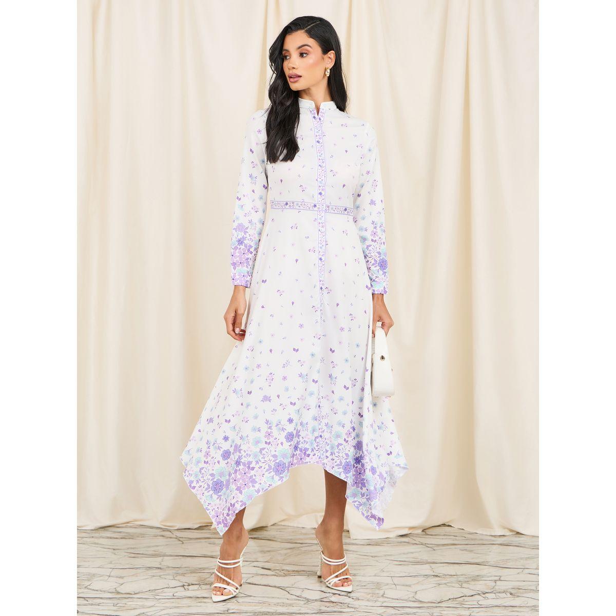 فستان ميدي بطبعة زهور وحافة غير متاثلة الطول-women-clothing-dresses-image-1
