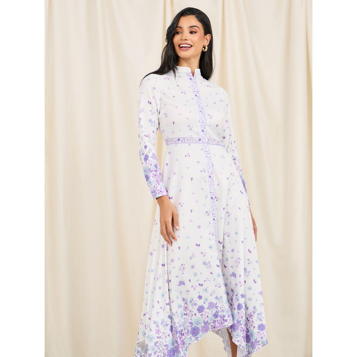 فستان ميدي بطبعة زهور وحافة غير متاثلة الطول-women-clothing-dresses-image-2