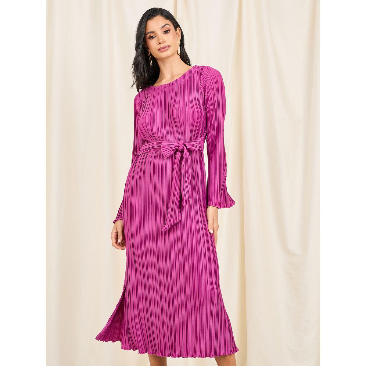 فستان بليسيه ميدي برباط خصر-women-clothing-dresses-image-2
