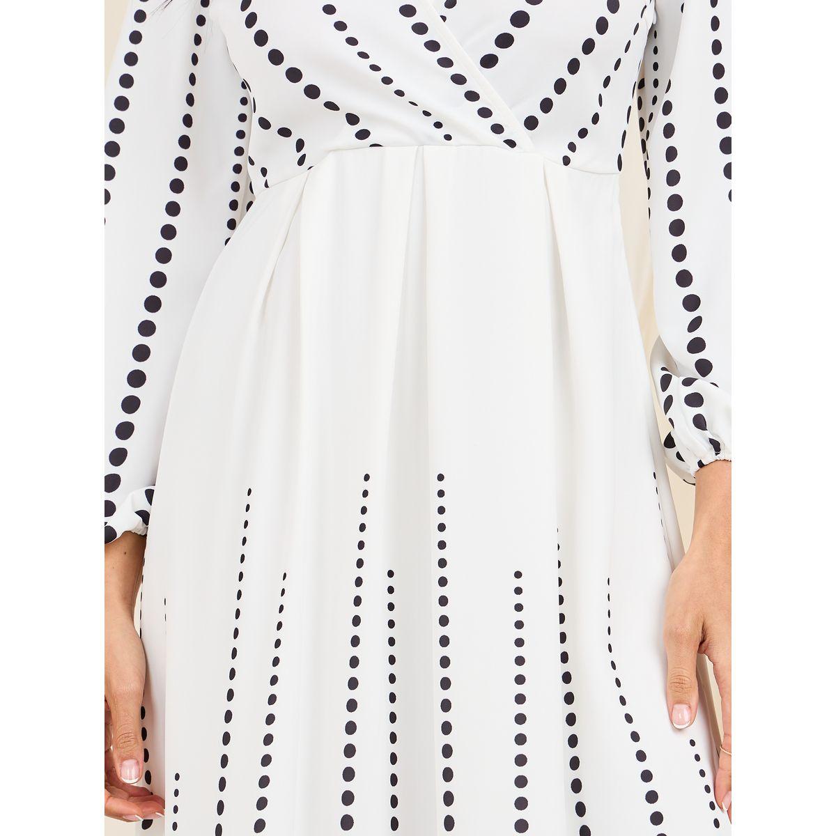 Styli Limited Spot Print Collared A-Line Midi Dress-women-clothing-dresses-image-3