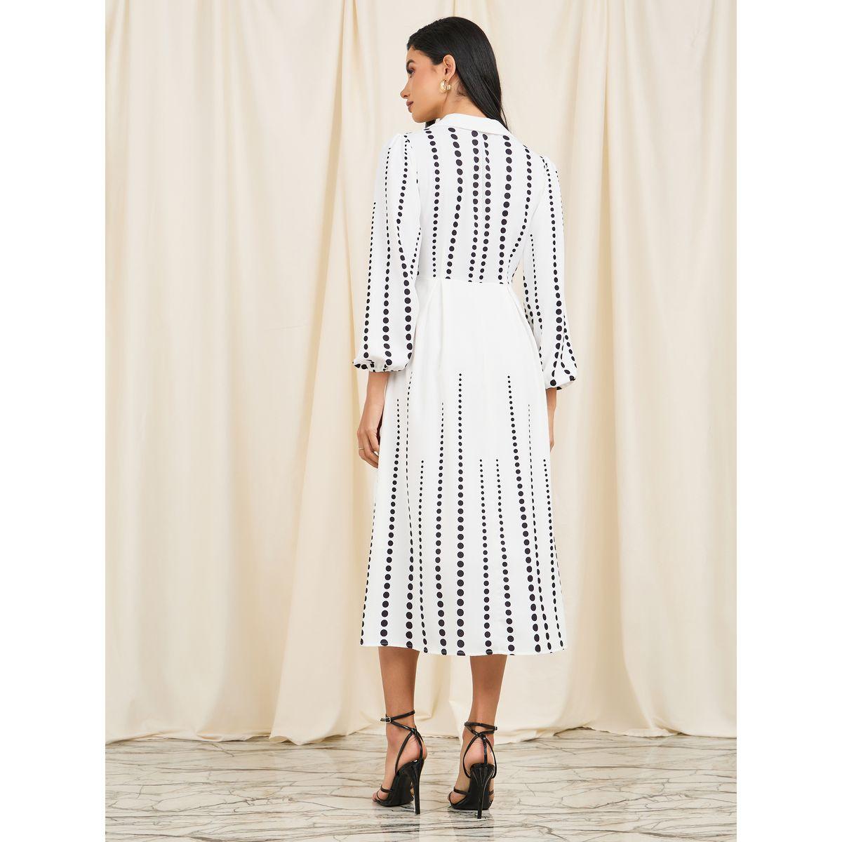 فستان ميدي بياقة مع طبعة نقاط-women-clothing-dresses-image-4