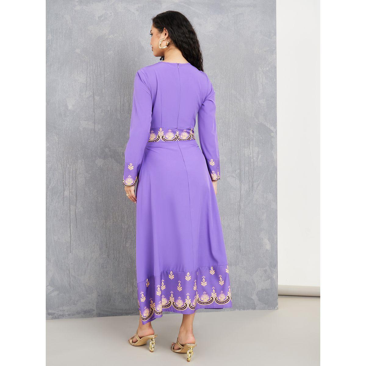 Styli Bordered Print A-Line Maxi Dress-women-clothing-dresses-image-4